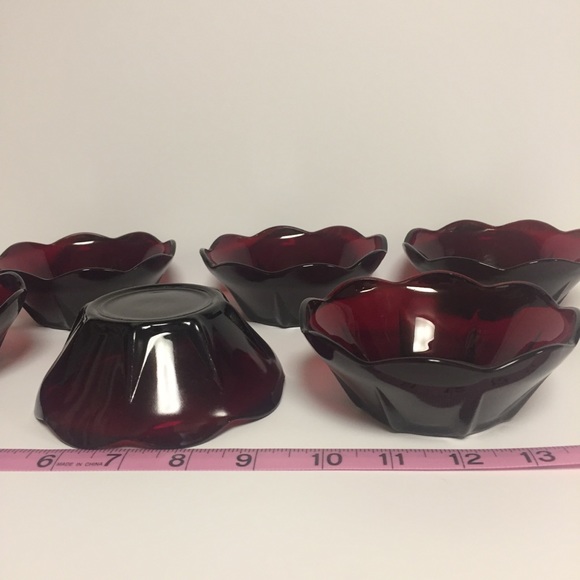 6 - Vintage Anchor Hocking Ruby Red Dessert Bowls - Picture 5 of 5